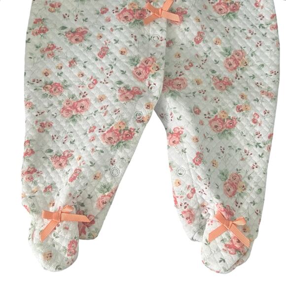 Laura Ashley | Baby Girls Pink & White Floral Print Sleeper | Size 0-3 Mos - Picture 6 of 9